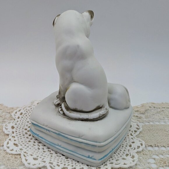 Vintage Mann Bisque Porcelain Siamese Cat & Kitten Music Box - Picture 3 of 7